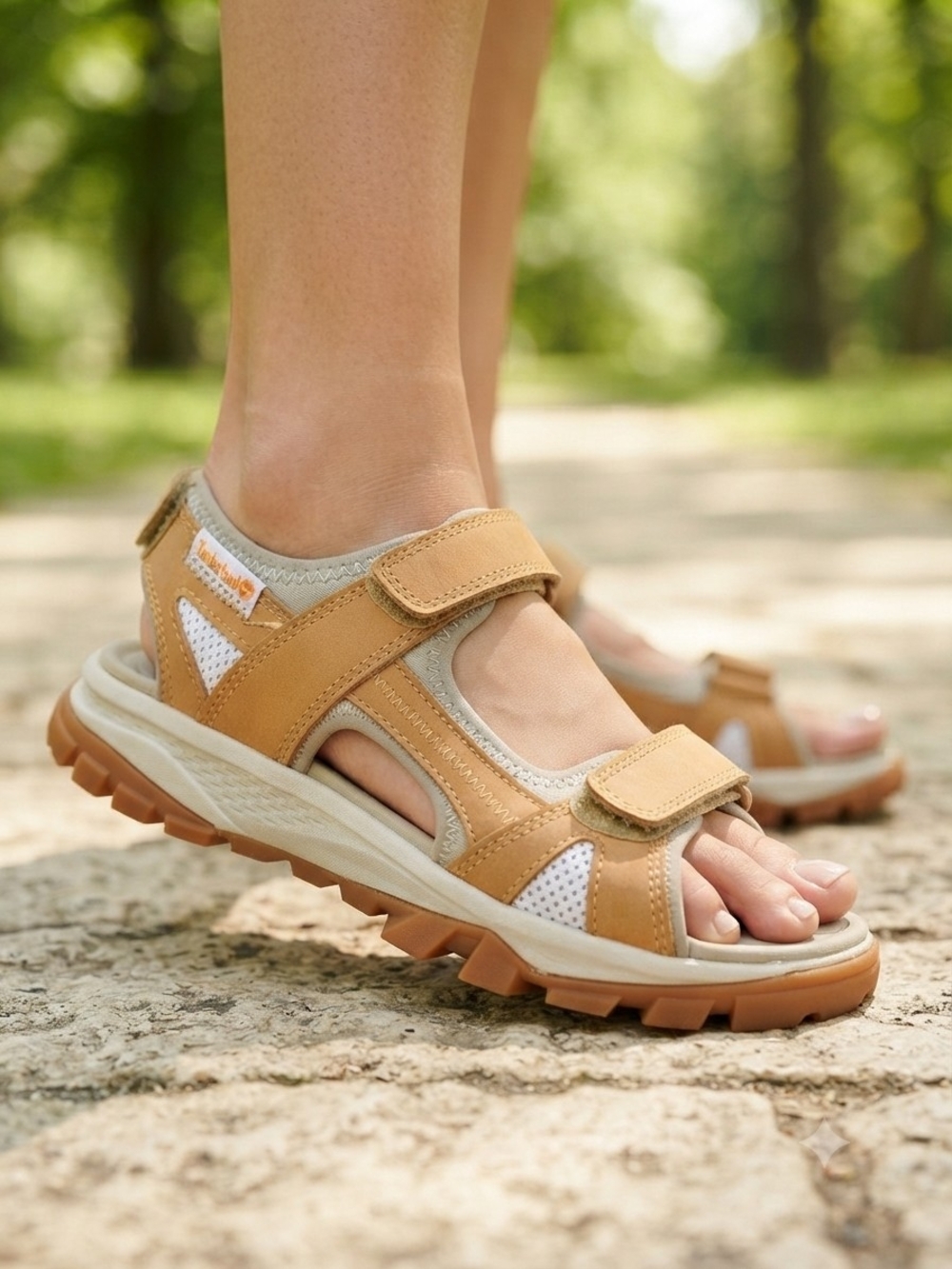 Timberland Women's Light Tan Leather  Outdoor Sport Sandals Size 8
